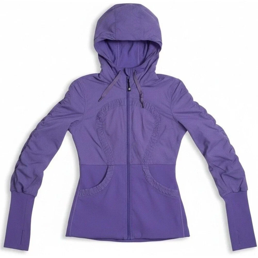 Lululemon Reversible Dance Studio Jacket Purple Thumbhole Hooded Women’s Size 6